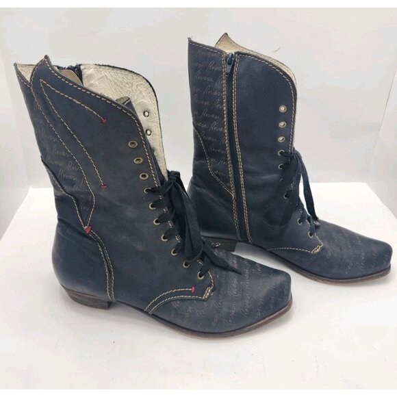 Rovers Mid-calf Boots Womens 39 Black Steampunk Made In Portugal Cow Girl - Picture 1 of 10